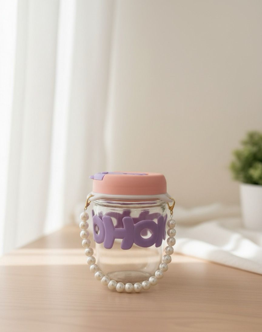 HOH - كوب زجاجي بايريكس بغطاء وسلسلة